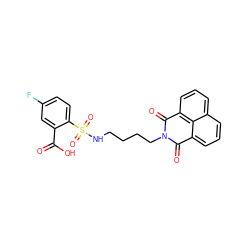 O=C(O)c1cc(F)ccc1S(=O)(=O)NCCCCN1C(=O)c2cccc3cccc(c23)C1=O ZINC000299830623