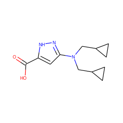 O=C(O)c1cc(N(CC2CC2)CC2CC2)n[nH]1 ZINC000043072758