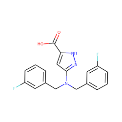 O=C(O)c1cc(N(Cc2cccc(F)c2)Cc2cccc(F)c2)n[nH]1 ZINC000043021092