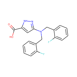 O=C(O)c1cc(N(Cc2ccccc2F)Cc2ccccc2F)n[nH]1 ZINC000043019128