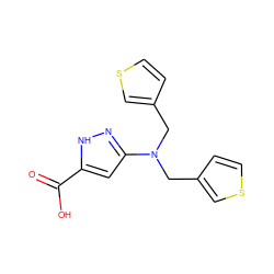 O=C(O)c1cc(N(Cc2ccsc2)Cc2ccsc2)n[nH]1 ZINC000043122019