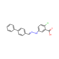 O=C(O)c1cc(N/N=C/c2ccc(-c3ccccc3)cc2)ccc1Cl ZINC000005416138