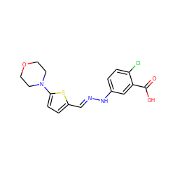 O=C(O)c1cc(N/N=C/c2ccc(N3CCOCC3)s2)ccc1Cl ZINC000004926239