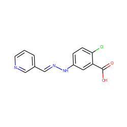 O=C(O)c1cc(N/N=C/c2cccnc2)ccc1Cl ZINC000004924152