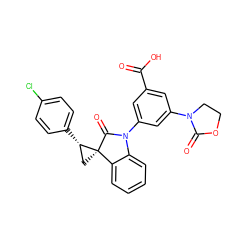 O=C(O)c1cc(N2CCOC2=O)cc(N2C(=O)[C@@]3(C[C@@H]3c3ccc(Cl)cc3)c3ccccc32)c1 ZINC000117674153