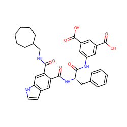 O=C(O)c1cc(NC(=O)[C@H](Cc2ccccc2)NC(=O)c2cc3cc[nH]c3cc2C(=O)NCC2CCCCCC2)cc(C(=O)O)c1 ZINC000029484408