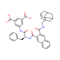 O=C(O)c1cc(NC(=O)[C@H](Cc2ccccc2)NC(=O)c2cc3ccccc3cc2C(=O)NCC23CC4CC(CC(C4)C2)C3)cc(C(=O)O)c1 ZINC000028527154