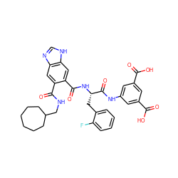 O=C(O)c1cc(NC(=O)[C@H](Cc2ccccc2F)NC(=O)c2cc3[nH]cnc3cc2C(=O)NCC2CCCCCC2)cc(C(=O)O)c1 ZINC000003943550