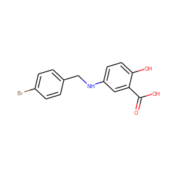 O=C(O)c1cc(NCc2ccc(Br)cc2)ccc1O ZINC000076273755