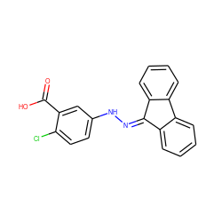 O=C(O)c1cc(NN=C2c3ccccc3-c3ccccc32)ccc1Cl ZINC000004924489