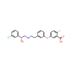 O=C(O)c1cc(Oc2cccc(CCNC[C@H](O)c3cccc(Cl)c3)c2)ccc1F ZINC000040952120