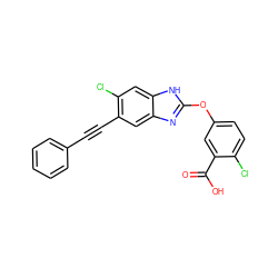 O=C(O)c1cc(Oc2nc3cc(C#Cc4ccccc4)c(Cl)cc3[nH]2)ccc1Cl ZINC001772587591