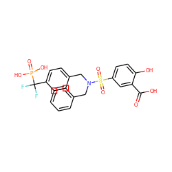 O=C(O)c1cc(S(=O)(=O)N(Cc2ccccc2)Cc2ccc(C(F)(F)P(=O)(O)O)cc2)ccc1O ZINC000028527982