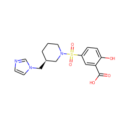 O=C(O)c1cc(S(=O)(=O)N2CCC[C@H](Cn3ccnc3)C2)ccc1O ZINC000653899418