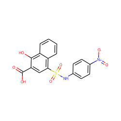 O=C(O)c1cc(S(=O)(=O)Nc2ccc([N+](=O)[O-])cc2)c2ccccc2c1O ZINC000653729357