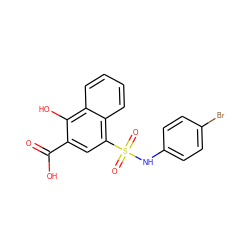 O=C(O)c1cc(S(=O)(=O)Nc2ccc(Br)cc2)c2ccccc2c1O ZINC000653731242