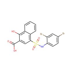 O=C(O)c1cc(S(=O)(=O)Nc2ccc(Br)cc2Br)c2ccccc2c1O ZINC000653724769