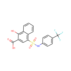 O=C(O)c1cc(S(=O)(=O)Nc2ccc(C(F)(F)F)cc2)c2ccccc2c1O ZINC000653727926