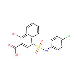 O=C(O)c1cc(S(=O)(=O)Nc2ccc(Cl)cc2)c2ccccc2c1O ZINC000653720253