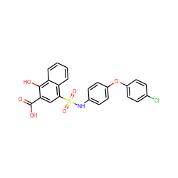 O=C(O)c1cc(S(=O)(=O)Nc2ccc(Oc3ccc(Cl)cc3)cc2)c2ccccc2c1O ZINC000653739777