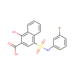 O=C(O)c1cc(S(=O)(=O)Nc2cccc(Br)c2)c2ccccc2c1O ZINC000653737605