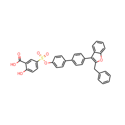 O=C(O)c1cc(S(=O)(=O)Oc2ccc(-c3ccc(-c4c(Cc5ccccc5)oc5ccccc45)cc3)cc2)ccc1O ZINC000002008084