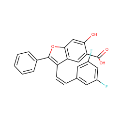 O=C(O)c1cc2c(/C=C\c3cc(F)cc(F)c3)c(-c3ccccc3)oc2cc1O ZINC000095596777