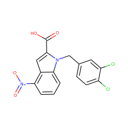 O=C(O)c1cc2c([N+](=O)[O-])cccc2n1Cc1ccc(Cl)c(Cl)c1 ZINC000013588870