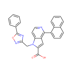 O=C(O)c1cc2c(-c3cccc4ccccc34)nccc2n1Cc1noc(-c2ccccc2)n1 ZINC000098208379