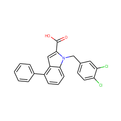 O=C(O)c1cc2c(-c3ccccc3)cccc2n1Cc1ccc(Cl)c(Cl)c1 ZINC000013588897