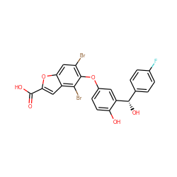 O=C(O)c1cc2c(Br)c(Oc3ccc(O)c([C@@H](O)c4ccc(F)cc4)c3)c(Br)cc2o1 ZINC000028948180