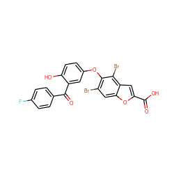 O=C(O)c1cc2c(Br)c(Oc3ccc(O)c(C(=O)c4ccc(F)cc4)c3)c(Br)cc2o1 ZINC000028948178