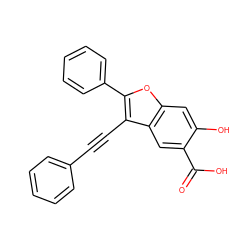 O=C(O)c1cc2c(C#Cc3ccccc3)c(-c3ccccc3)oc2cc1O ZINC000095598303