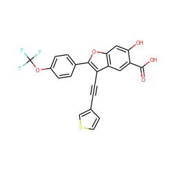 O=C(O)c1cc2c(C#Cc3ccsc3)c(-c3ccc(OC(F)(F)F)cc3)oc2cc1O ZINC000096272276