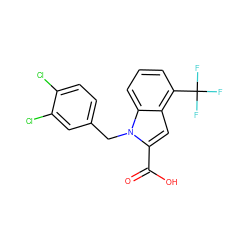 O=C(O)c1cc2c(C(F)(F)F)cccc2n1Cc1ccc(Cl)c(Cl)c1 ZINC000013588874