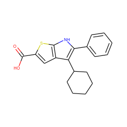 O=C(O)c1cc2c(C3CCCCC3)c(-c3ccccc3)[nH]c2s1 ZINC000036350431