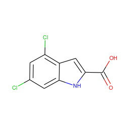 O=C(O)c1cc2c(Cl)cc(Cl)cc2[nH]1 ZINC000002557959