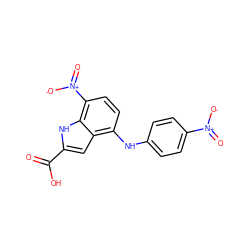 O=C(O)c1cc2c(Nc3ccc([N+](=O)[O-])cc3)ccc([N+](=O)[O-])c2[nH]1 ZINC000103244241