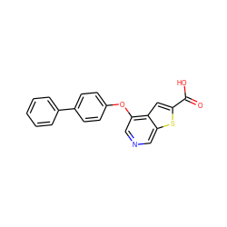 O=C(O)c1cc2c(Oc3ccc(-c4ccccc4)cc3)cncc2s1 ZINC000040916910