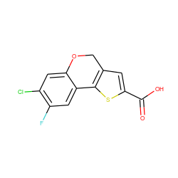 O=C(O)c1cc2c(s1)-c1cc(F)c(Cl)cc1OC2 ZINC000653716002