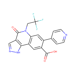 O=C(O)c1cc2c3[nH]ncc3c(=O)n(CC(F)(F)F)c2cc1-c1ccncc1 ZINC000205519333