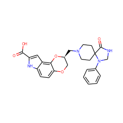 O=C(O)c1cc2c3c(ccc2[nH]1)OC[C@H](CN1CCC2(CC1)C(=O)NCN2c1ccccc1)O3 ZINC000013726392