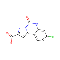 O=C(O)c1cc2c3ccc(Cl)cc3[nH]c(=O)n2n1 ZINC000013472574