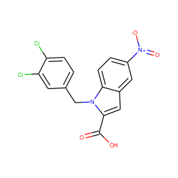 O=C(O)c1cc2cc([N+](=O)[O-])ccc2n1Cc1ccc(Cl)c(Cl)c1 ZINC000013588871