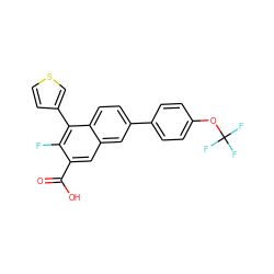 O=C(O)c1cc2cc(-c3ccc(OC(F)(F)F)cc3)ccc2c(-c2ccsc2)c1F ZINC000071318303