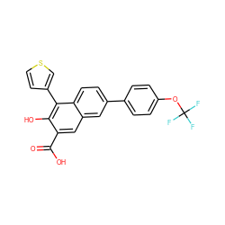 O=C(O)c1cc2cc(-c3ccc(OC(F)(F)F)cc3)ccc2c(-c2ccsc2)c1O ZINC000071317467