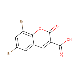 O=C(O)c1cc2cc(Br)cc(Br)c2oc1=O ZINC000000132750