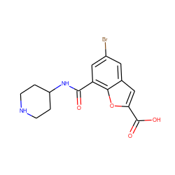 O=C(O)c1cc2cc(Br)cc(C(=O)NC3CCNCC3)c2o1 ZINC000071294600