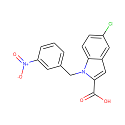 O=C(O)c1cc2cc(Cl)ccc2n1Cc1cccc([N+](=O)[O-])c1 ZINC000013588861