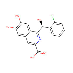 O=C(O)c1cc2cc(O)c(O)cc2c([C@@H](O)c2ccccc2Cl)n1 ZINC000013490158